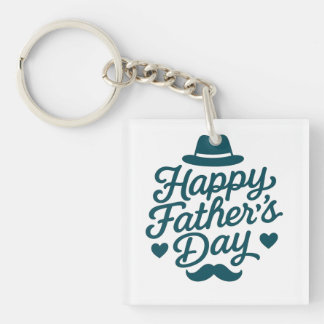 「Happy Father's Dayタイポグラフィ-ヴィンテージ・ムスタッシュ キーホルダー