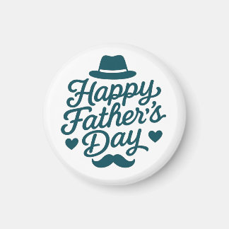 「Happy Father's Dayタイポグラフィ-ヴィンテージ・ムスタッシュ マグネット