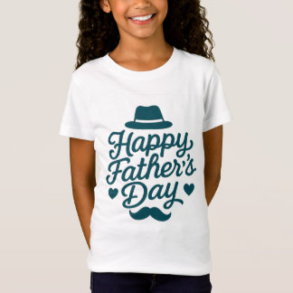 「Happy Father's Dayタイポグラフィ-ヴィンテージ・ムスタッシュ Tシャツ