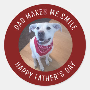 Happy Father's Dayパパが私をスマイル犬の写真にする ラウンドシール