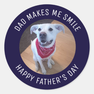 Happy Father's Dayパパが私をスマイル犬の写真にする ラウンドシール