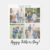 Happy Father's Dayフォトコラージホワイト フリースブランケット (正面)