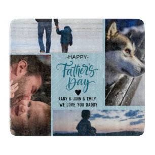Happy Father's Dayフォトコラージュ名前をカスタムする カッティングボード