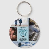 Happy Father's Dayフォトコラージュ名前をカスタムする キーホルダー (正面)
