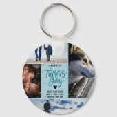 Happy Father's Dayフォトコラージュ名前をカスタムする キーホルダー (裏面)