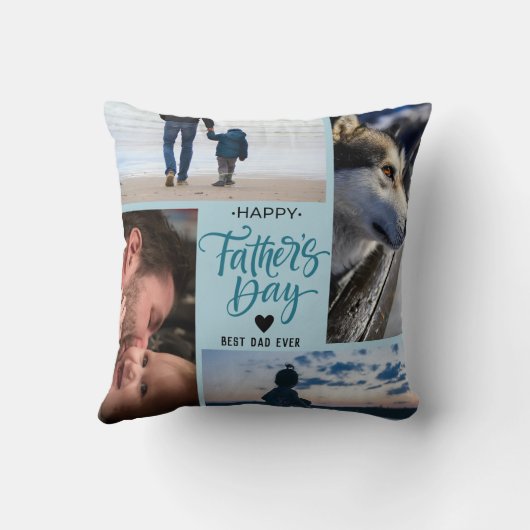 Happy Father's Dayフォトコラージュ名前をカスタムする クッション (裏面)