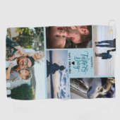 Happy Father's Dayフォトコラージュ名前をカスタムする ゴルフタオル (横)