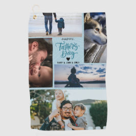 Happy Father's Dayフォトコラージュ名前をカスタムする ゴルフタオル