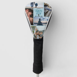 Happy Father's Dayフォトコラージュ名前をカスタムする ゴルフヘッドカバー