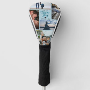 Happy Father's Dayフォトコラージュ名前をカスタムする ゴルフヘッドカバー