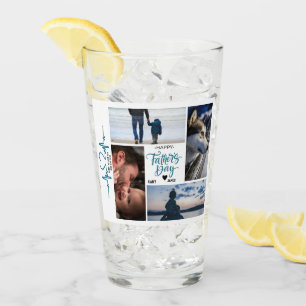 Happy Father's Dayフォトコラージュ名前をカスタムする タンブラーグラス