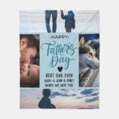 Happy Father's Dayフォトコラージュ名前をカスタムする フリースブランケット (正面)
