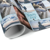 Happy Father's Dayフォトコラージュ名前をカスタムする ラッピングペーパー (ロールコーナー)