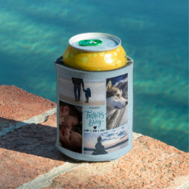 Happy Father's Dayフォトコラージュ名前をカスタムする 缶クーラー