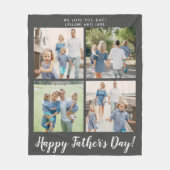 Happy Father's Dayフォトコラージンググレー フリースブランケット (正面)