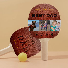 Happy Father's Dayレザースタンプ3 photo collage 卓球ラケット
