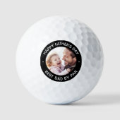 Happy Father's Day写真黒縁ど色 ゴルフボール (正面)