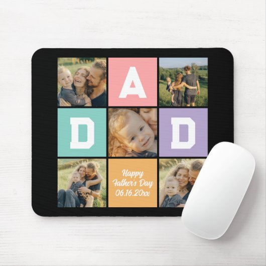 Happy Father's Day新しい父の家族の写真コラージュ マウスパッド (マウス)