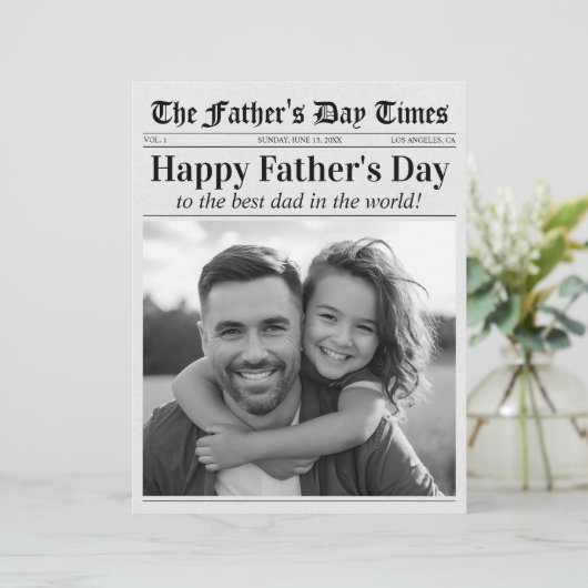 Happy Father's Day新聞おもしろいフォトユニークカード (スタンド正面)