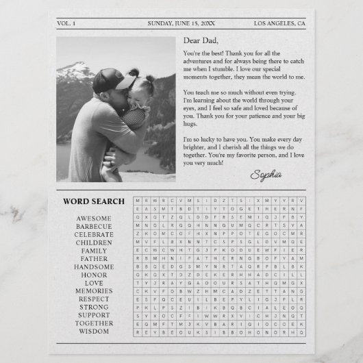 Happy Father's Day新聞おもしろいフォトユニークカード (裏面)