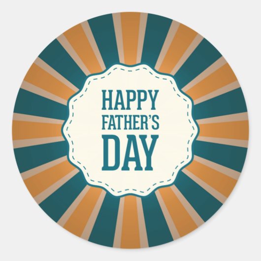Happy Father's Day日が差すことinオレンジ&ブルー ラウンドシール (正面)
