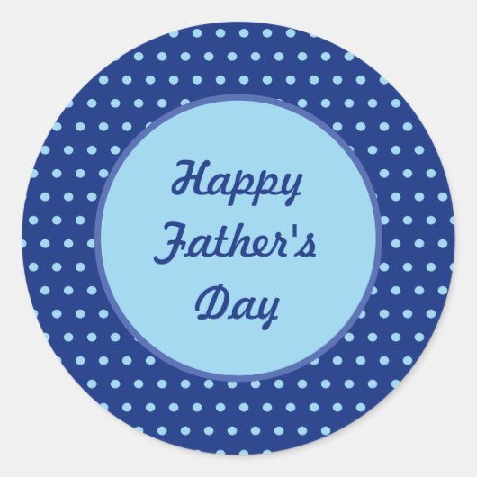 Happy Father's Day水玉模様ラウンドステッカー(Navy) ラウンドシール (正面)