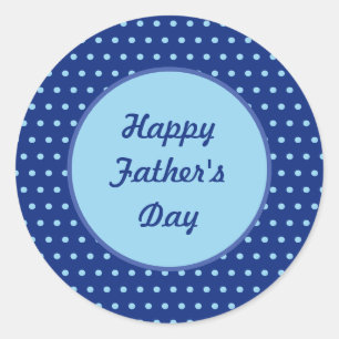 Happy Father's Day水玉模様ラウンドステッカー(Navy) ラウンドシール