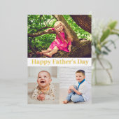 Happy Father's Day金ゴールドスクリプトフォトコラージカード 箔招待状 (立ち正面)