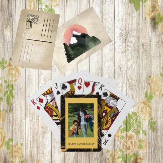Happy Father's Day金ゴールド葉の黒い渦巻き写真 トランプ