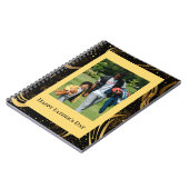 Happy Father's Day金ゴールド葉の黒い渦巻き写真 ノートブック (左側)