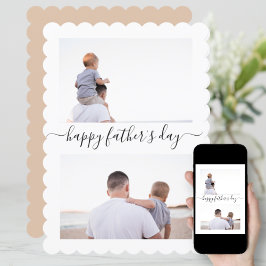 Happy Father's Day モダン 2 Photo Collage Greeting カード