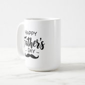 Happy Father's Day – 口ひげお祝いアート コーヒーマグカップ (正面左)