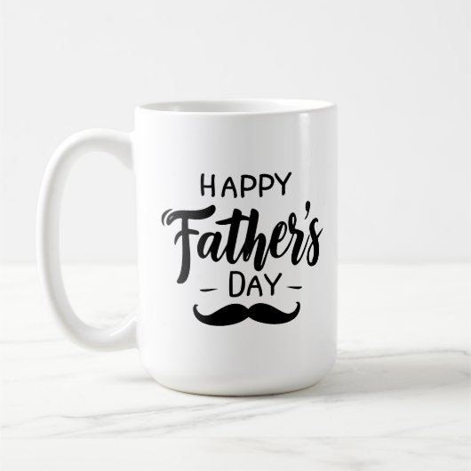 Happy Father's Day – 口ひげお祝いアート コーヒーマグカップ (左)