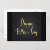 Happy Father's Day – 黒い背景の金ゴールド文字 ポストカード (正面/裏面)