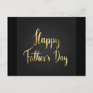 Happy Father's Day – 黒い背景の金ゴールド文字 ポストカード