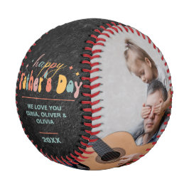 Happy Father's Day & 2 Photos Collage パーソナライズされた 野球ボール