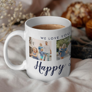Happy Father's Day 4 Photo カスタム Navy Message コーヒーマグカップ