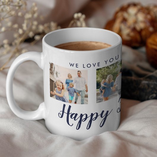 Happy Father's Day 4 Photo カスタム Navy Message コーヒーマグカップ