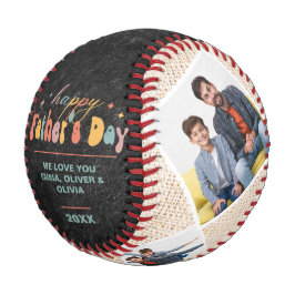Happy Father's Day 4 Photo Collage パーソナライズされた 野球ボール