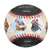 Happy Father's Day 4 Photo Collage パーソナライズされた 野球ボール (正面)