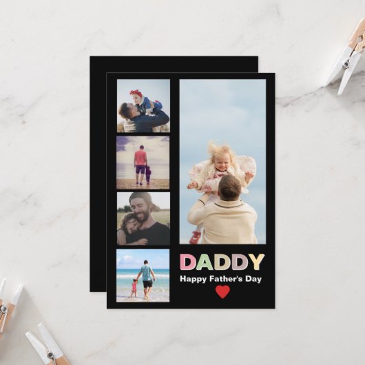 Happy Father's Day 5 photo father's day card 招待状 (正面/裏面インサイチュ)