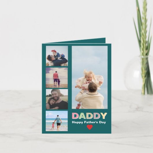 Happy Father's Day 5 photo father's day card 招待状 (正面)