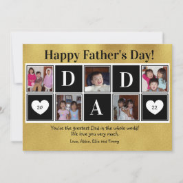 Happy Father's Day 5 Photo Gold Flat Greeting Card カード