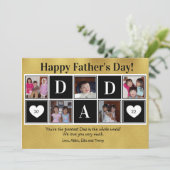 Happy Father's Day 5 Photo Gold Flat Greeting Card カード (スタンド正面)