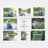 Happy Father's Day 8 Family Photo From Kids フリースブランケット (正面(横))