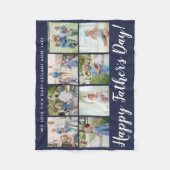 Happy Father's Day 8 Photo カスタム Message |ネイビー フリースブランケット (正面)