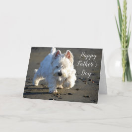 Happy Father's Day Beachcombing Westieフォトカード サンキューカード