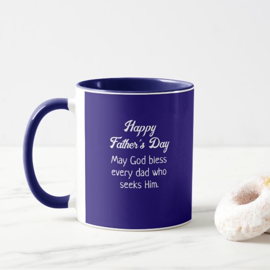 Happy Father's Day Bible Verse Dark Blue マグカップ (ドーナツ)