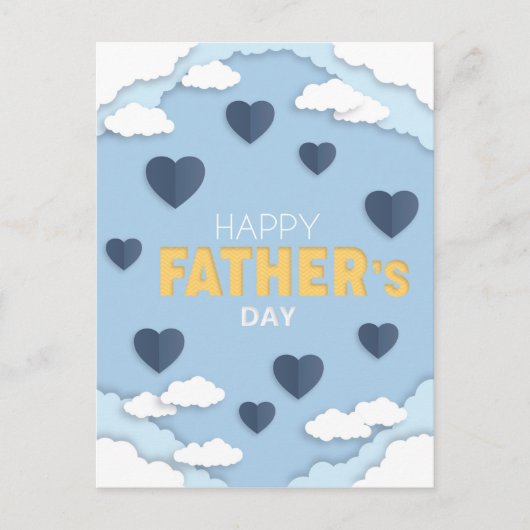 Happy Father's Day blueハートin the sky Card ポストカード (正面)