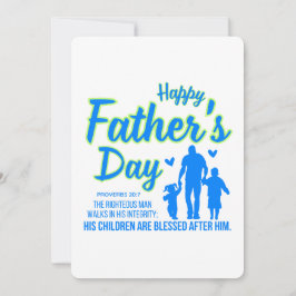 Happy Father's Day Blue Proverbs 20:7聖なる書物、 経典 シーズンカード